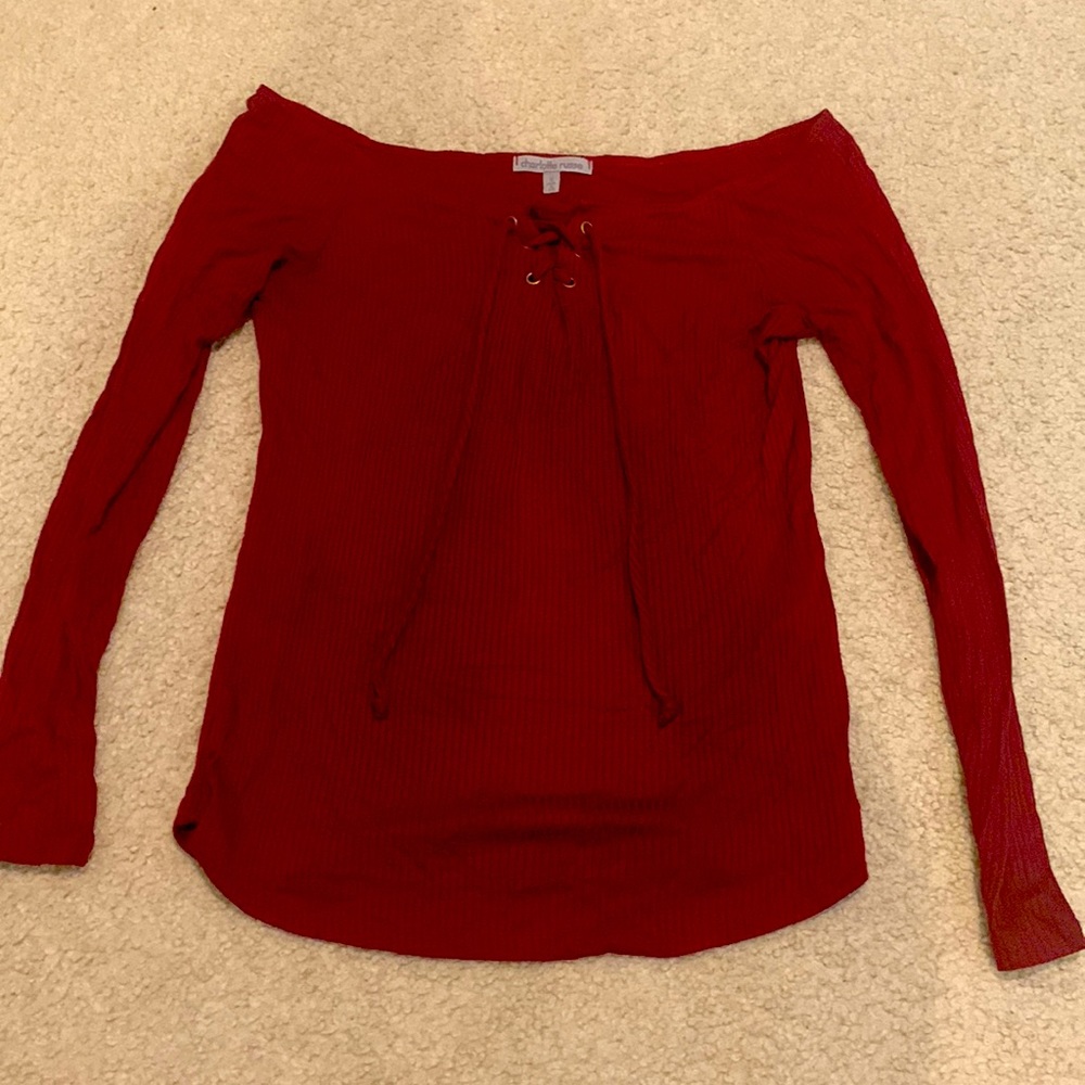 Burgundy Charlotte Russe Off the Shoulder Long Sleeve
